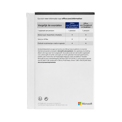 Microsoft Office voor Thuisgebruik en Zelfstandigen 2021 Retail | Nieuw & Geseald