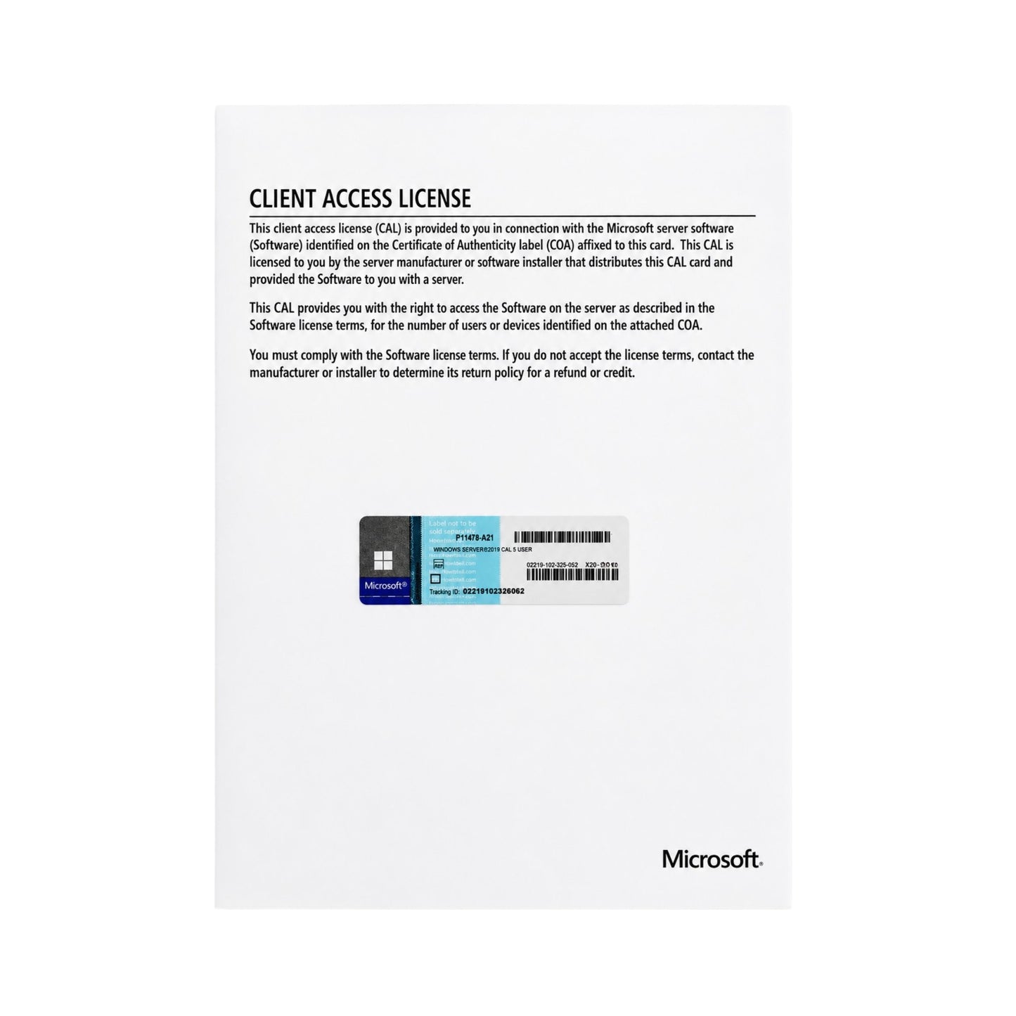 Microsoft Windows Server 2019 5 CAL OEM | Nieuw