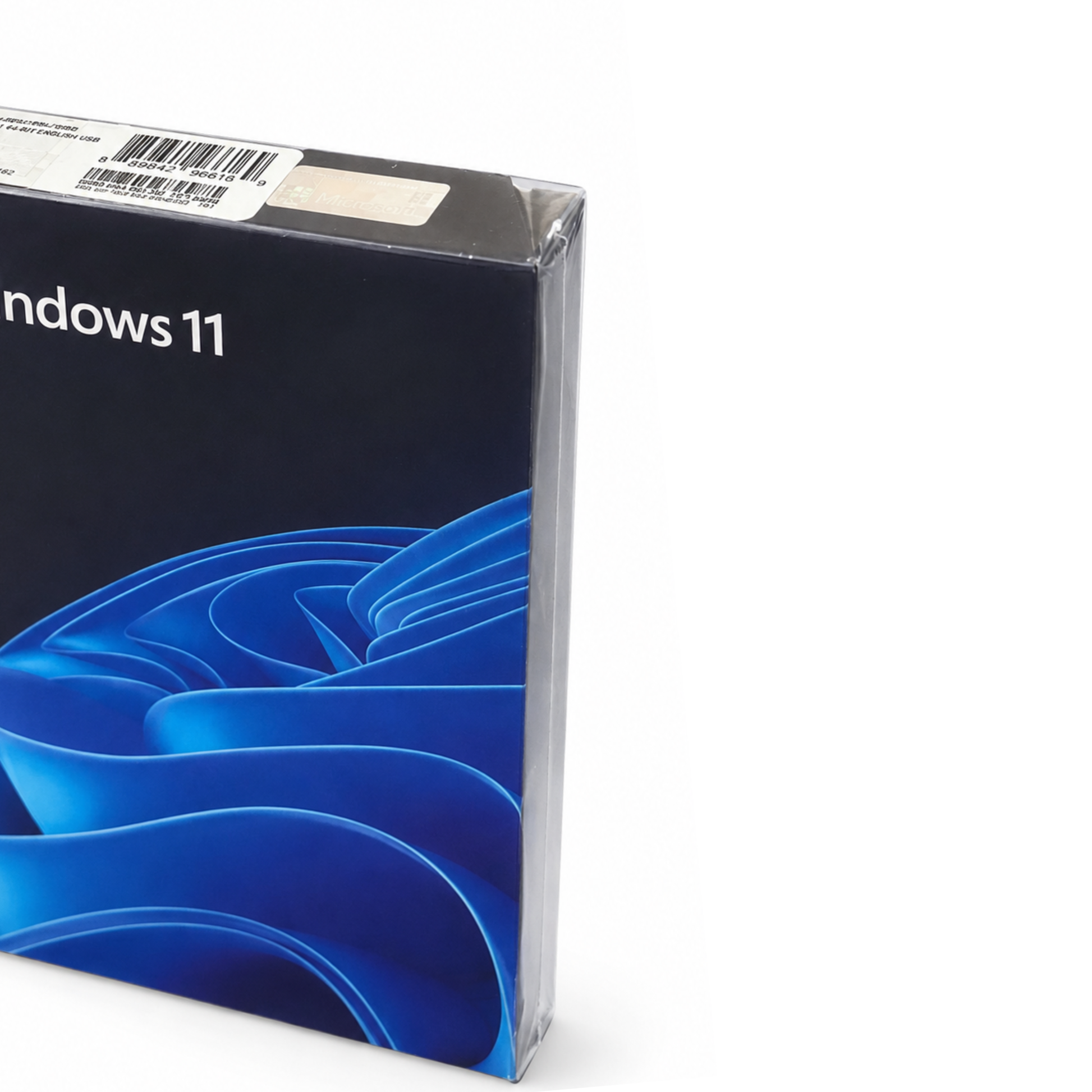 Close-up van Microsoft Windows 11 Pro Retail USB verpakking