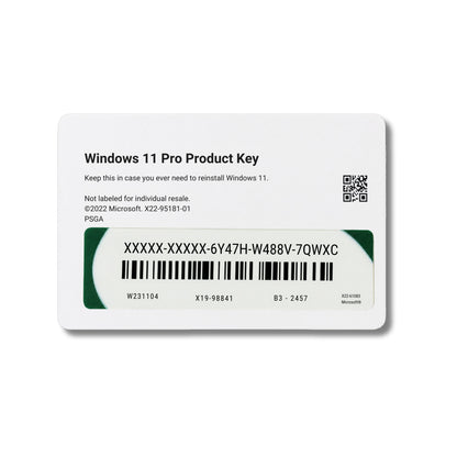 Microsoft Windows 11 Pro Retail Product Key kaart