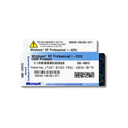 Microsoft Windows XP Professional OEM licentiesticker met productsleutel